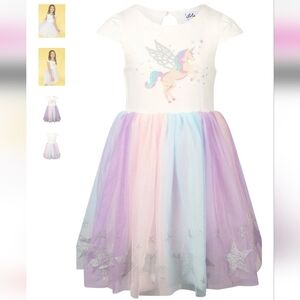 NWOT Lola and The Boys Glitter Wing Unicorn Dress, Girls 8